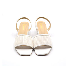 White Mesh Block Heels with Chic Design