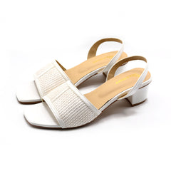 White Mesh Block Heels with Chic Design
