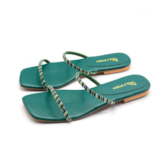 Green Strappy Flat Sandals