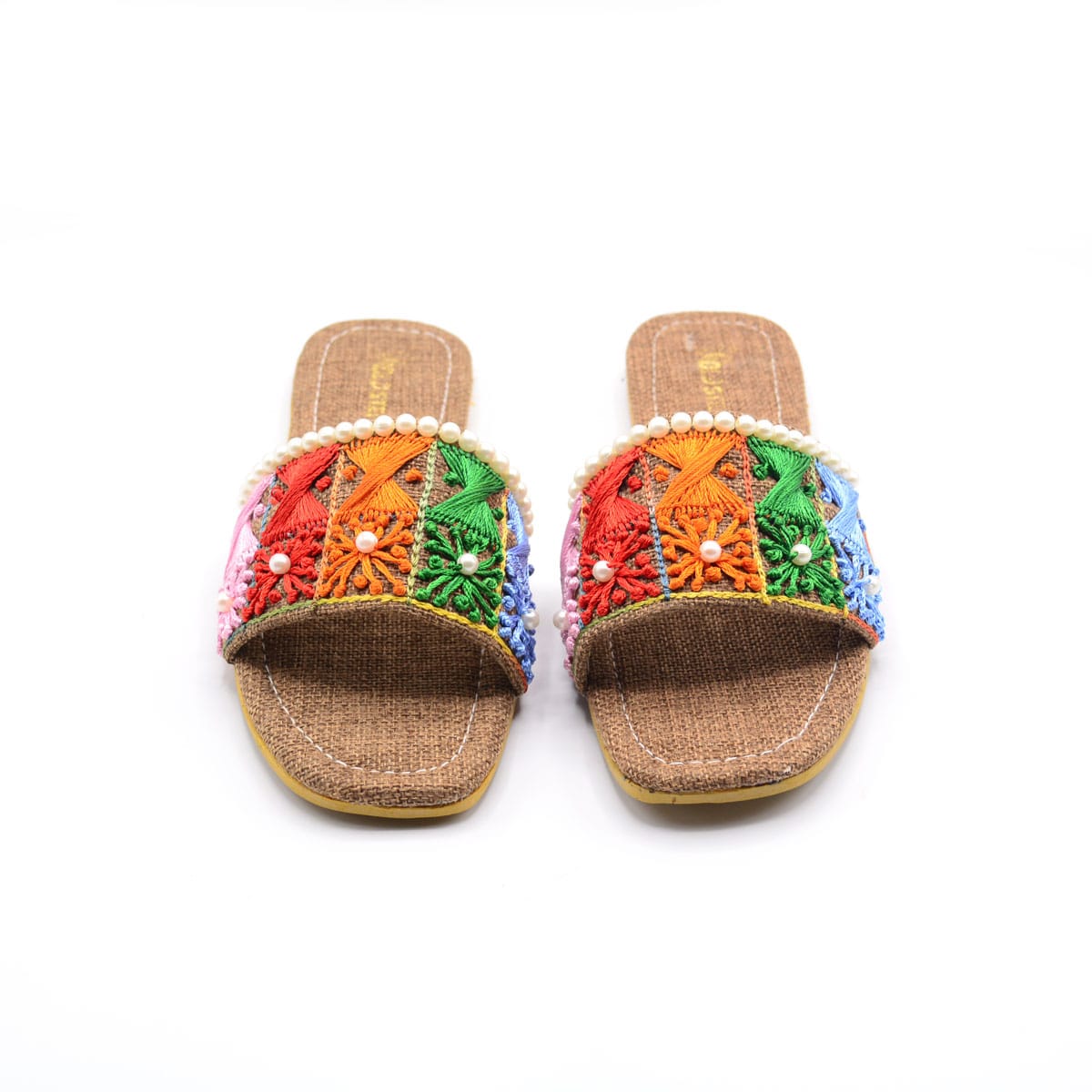 Rangooli Flats Multicolor Embroidered Pearl