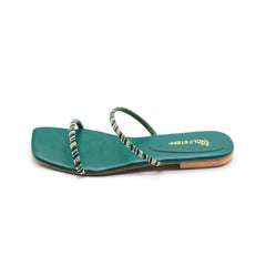 Green Strappy Flat Sandals