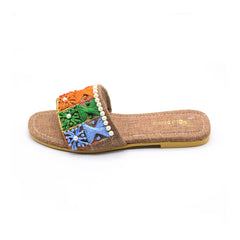 Rangooli Flats Multicolor Embroidered Pearl