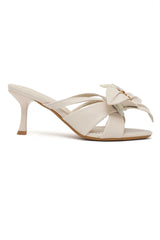 NOIR FLORA KNOT HEEL- BEIGE