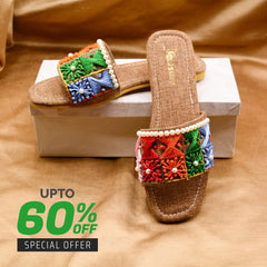 Rangooli Flats Multicolor Embroidered Pearl