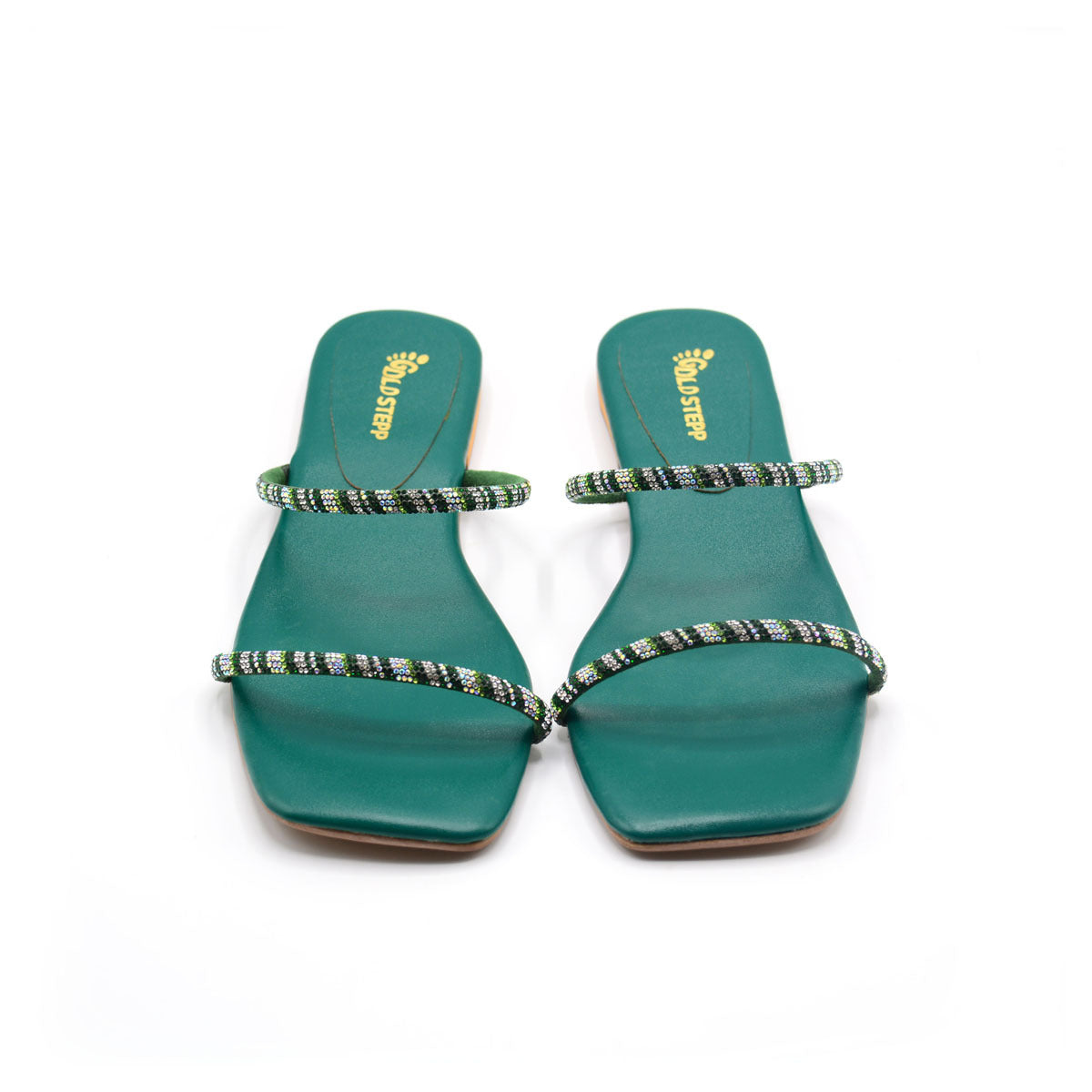 Green Strappy Flat Sandals