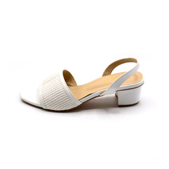 White Mesh Block Heels with Chic Design