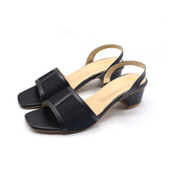 Black Mesh Block Heels with Chic Design