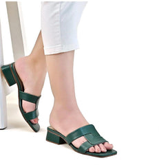 Green Trendy Block Heels