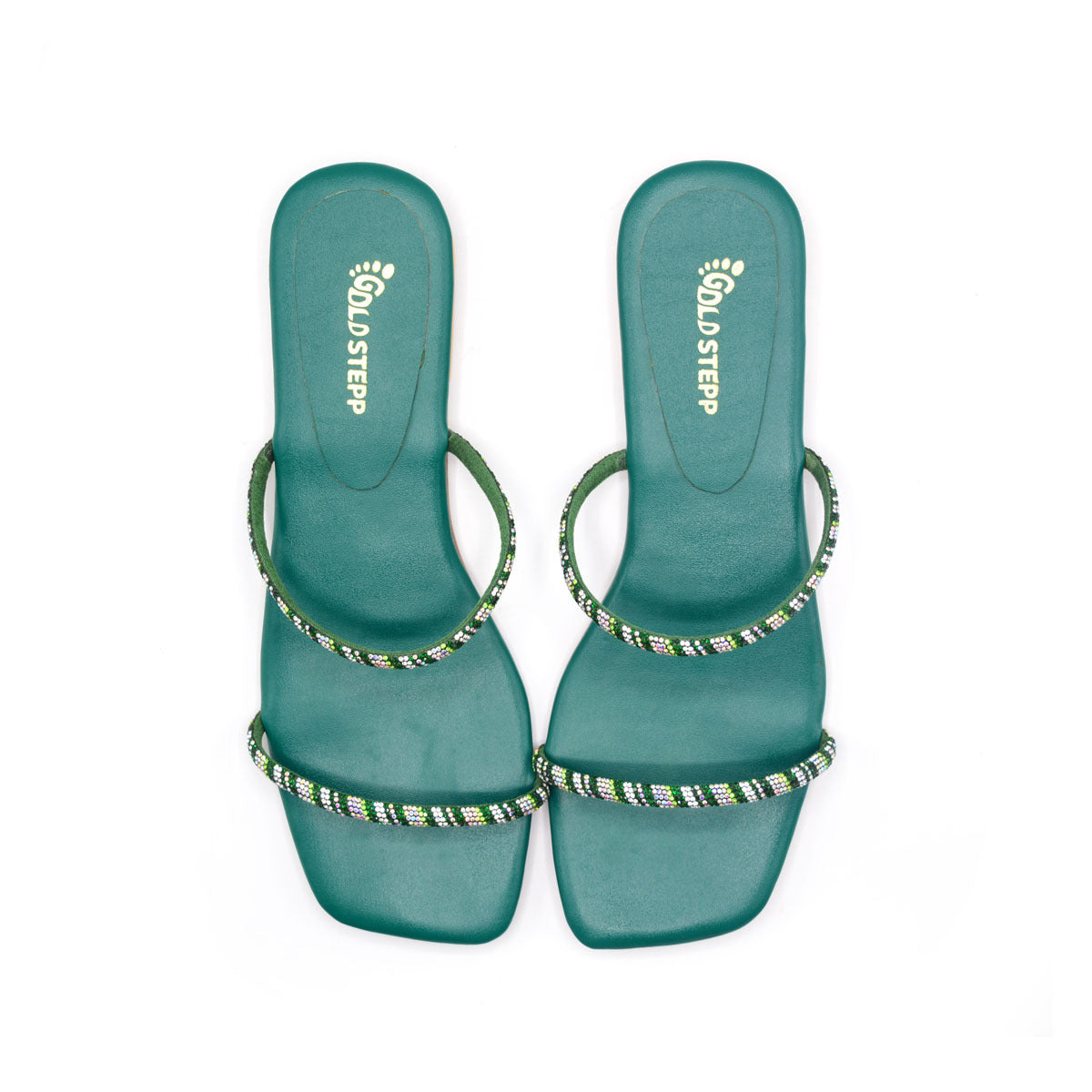 Green Strappy Flat Sandals