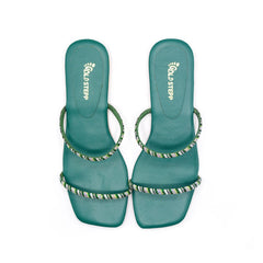Green Strappy Flat Sandals